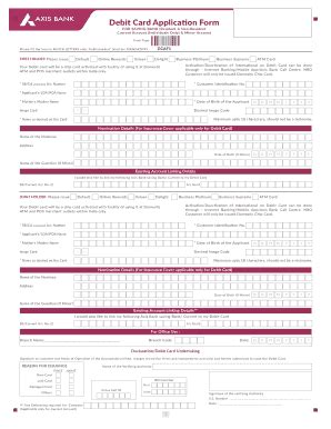 debit card form Axis Bank